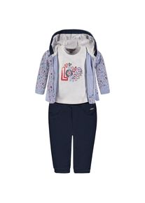 Kanz, Mädchen Baby Set Jerseyjacke + T-Shirt + Softbundhose, Blau / Ultramarinblau / Weiß