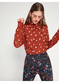 EDITED, Damen Bluse 'Floretta', Rostrot / Weiß