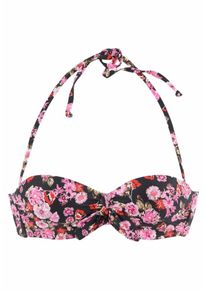 Lascana, Damen Bandeautop 'Blümli', Pink / Schwarz