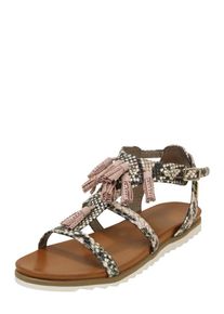Bugatti, Damen Sandalen, Creme / Dunkelgrau / Dunkelgrün / Rosa