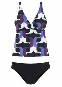 s.Oliver RED LABEL, Damen Bügel-Tankini, Aubergine / Flieder / Schwarz / Weiß