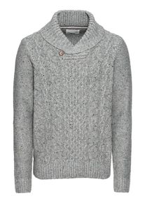 Pier One, Herren Pullover 'Chunky Cable Knit Shawl Collar Jumper', Grau