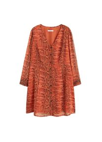 Violeta by Mango, Damen Kleid 'Snakes', Anthrazit / Orange