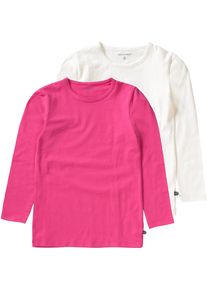 Minymo, Mädchen Langarmshirt 2er Pack für Mädchen, Pink / Weiß
