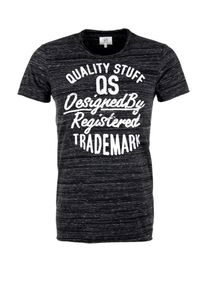 Q/S Designed By, Herren Label-Shirt, Schwarz / Weiß