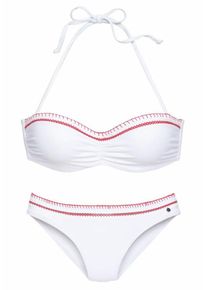 s.Oliver RED LABEL, Damen Beachwear B&uuml;gel-Bandeau-Bikini, Rot / Wei&szlig;