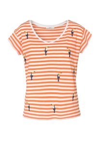 EDC by Esprit, Damen T-Shirt, Orange / Wei&szlig;