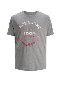 Jack & Jones JACK & JONES, Herren T-shirt, Graumeliert / Hellrot / Weiß