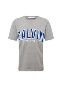 Calvin Klein Jeans, Herren Shirt 'CALVIN CURVED VARSITY REG SS', Royalblau / Grau / Weiß