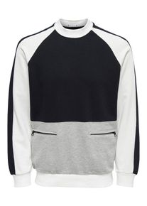 Only & Sons Only & Sons, Herren Sweatshirt 'Colourblock', Grau / Schwarz / Weiß