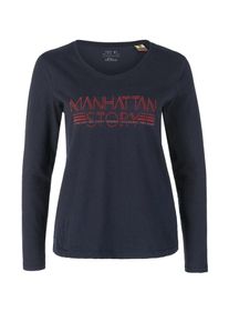 s.Oliver RED LABEL, Damen Longsleeve, Ultramarinblau / Pastellrot