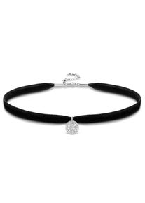 Thomas Sabo, Damen Kette mit Anhänger 'Choker Set, Choin Sparkling Circles, SET0294-401-14-L36v', Schwarz / Silber / Weiß