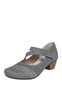 Rieker, Damen Riemchen-Pumps mit Lochmuster, Anthrazit