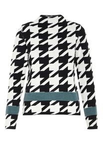 Noisy may, Damen Pullover 'Houndstooth', Pastellblau / Schwarz / Weiß