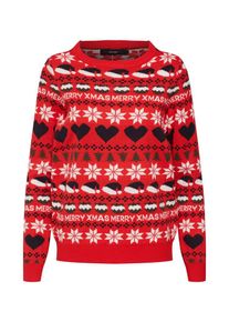 Véro Moda VERO MODA, Damen Pullover 'VMHEART LS O-NECK BLOUSE NVL', Rosa / Rot / Schwarz / Weiß