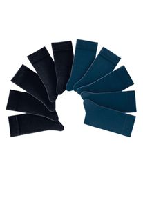 H.I.S. H.I.S, Damen Unisex-Socken, 10 Paar, Blau / Schwarz