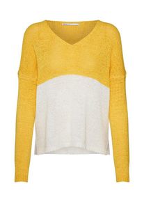 Only, Damen Pullover 'onlNEW GABBI V-NECK L/S PULLOVER CC KNT', Gelb / Weiß