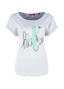 s.Oliver RED LABEL, Damen T-Shirt, Himmelblau / Weiß