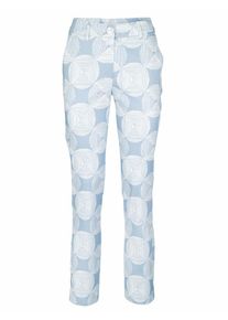 Heine, Damen Hose, Hellblau / Weiß