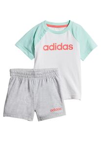 adidas Performance, T-Shirt + Shorts, T&uuml;rkis / Graumeliert / Wei&szlig;