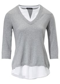 Heine, Damen 2-in-1-Pullover mit Seide, Graumeliert