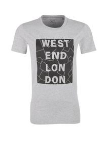 Q/S Designed By, Herren T-Shirt mit 3D-Schriftzug, Grau