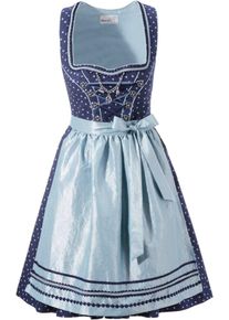 Marjo, Damen Dirndl, Hellblau / Dunkelblau / Weiß