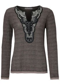 Heine, Damen Rundhalspullover, Braun / Taupe