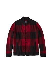 Abercrombie & Fitch Abercrombie & Fitch, Herren Strickjacke 'BUFFALO CHECK BOMBER GLB', Rot / Schwarz