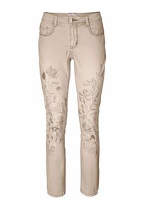 Heine, Damen Jeans mit Stickerei, Sand