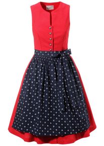 Marjo, Damen Dirndl kurz mit Brosche, Navy / Rot / Wei&szlig;