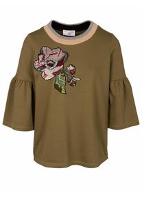 Heine, Damen Sweatshirt mit Stickerei, Khaki