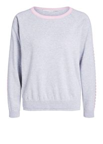 Oui, Damen Pullover, Hellgrau / Pastellpink / Hellrot