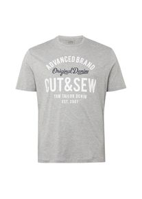 Tom Tailor Denim, Herren T-Shirt, Graumeliert / Weiß