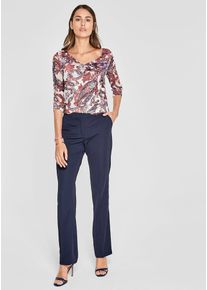 s.Oliver BLACK LABEL, Damen Gemustertes Mesh-Shirt, Dunkelrot / Weiß