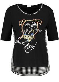 Gerry Weber, Damen T-Shirt mit Statetprint, Gelb / Rot / Schwarz / Weiß