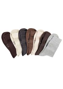 Lavana, Damen Basicsocken (7 Paar), Beige / Braun / Grau