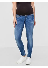 MAMALICIOUS, Damen Slim Umstandsjeans, Blau