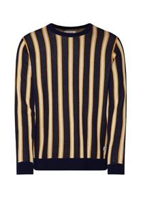 Jack & Jones JACK & JONES, Herren Pullover 'Vertical Crew Neck', Dunkelblau / Gelb / Wei&szlig;