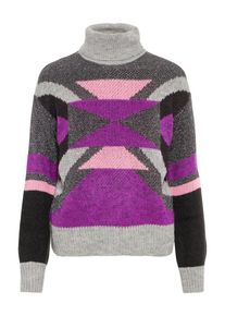 Noisy may, Damen Pullover, Grau / Anthrazit / Dunkelgrau / Cyclam / Rosa