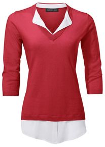 Heine, Damen 2-in-1-Pullover mit Seide, Rot