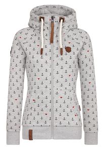 Naketano, Damen Jacket 'Der Internet wei&szlig; alles', Graumeliert / Rot / Schwarz