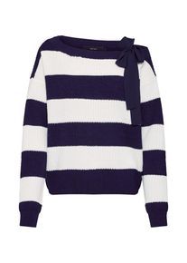 Véro Moda VERO MODA, Damen Pullover 'VMSPRING SIBBO LS BOW BLOUSE', Nachtblau / Weiß