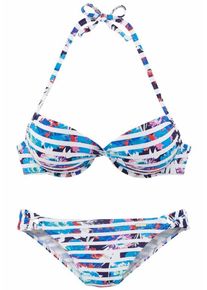 Sunseeker, Damen Push-up-Bikini, Blau / Pink / Weiß