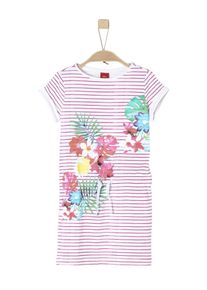 s.Oliver Junior, Mädchen Geringeltes Kleid mit Blu-Print, Hellblau / Gelb / Grün / Lila / Weiß