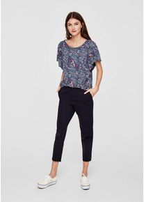 s.Oliver RED LABEL, Damen Jerseyshirt, Blau / Dunkelrot / Weiß