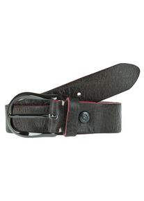 B.belt Handmade In Germany, Damen Lederg&uuml;rtel mit Neon-Akzenten, Dunkelgrau / Neonpink