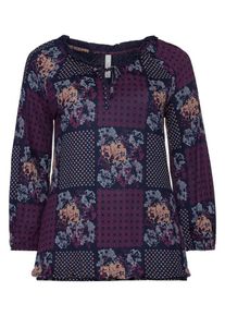 sheego Casual, Damen Langarmshirt, Marine / Dunkellila / Rotviolett