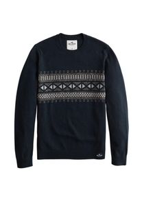 Hollister, Herren Pullover 'DTC PATTERN CREWS', Navy / Grau / Wei&szlig;