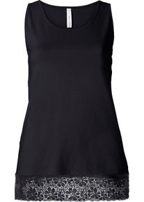 sheego Casual, Damen Top mit Spitze am Bund, Schwarz